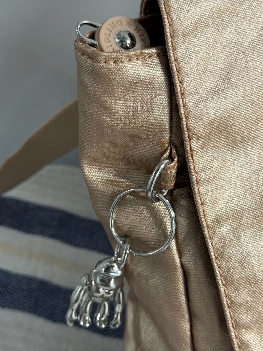 Kipling Dannie Metallic Small Backpack Gold Charm Metallic Convertible Bag